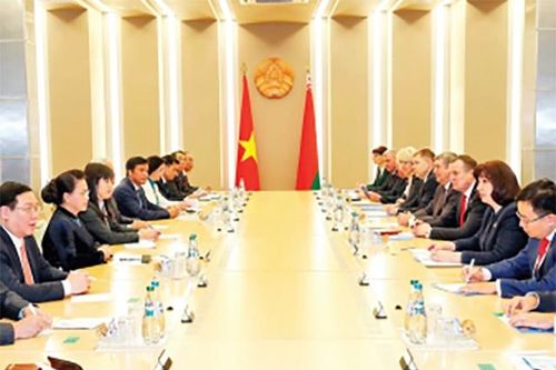 Chủ tịch QH Nguyễn Thị Kim Ngân hội đàm với Chủ tịch Thượng viện CH Bê-la-rút N.Cô-cha-nô-va