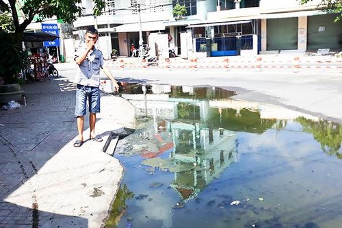Hố ga bị tắc, gây ô nhiễm