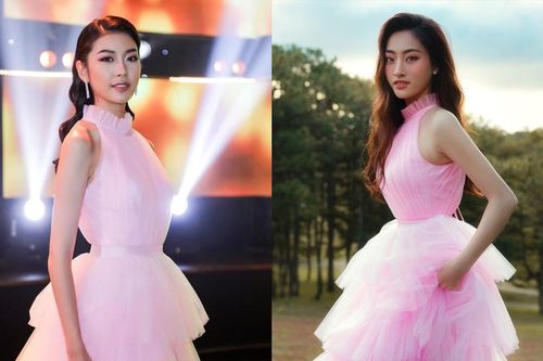 Diện chiếc váy 'mây hồng', Thúy Vân - Lương Thùy Linh dìu fan lạc vào chốn bồng lai tiên cảnh