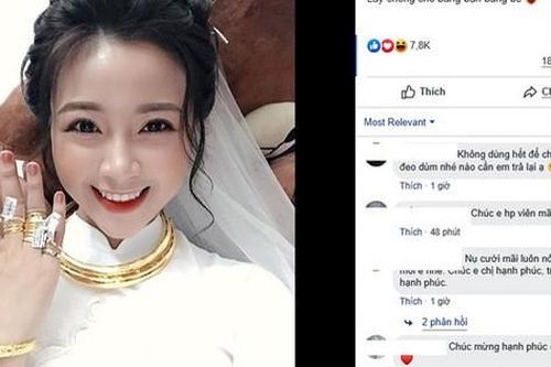 Vợ cầu thủ Phan Văn Đức khoe ảnh đeo kín vàng sau lễ ăn hỏi