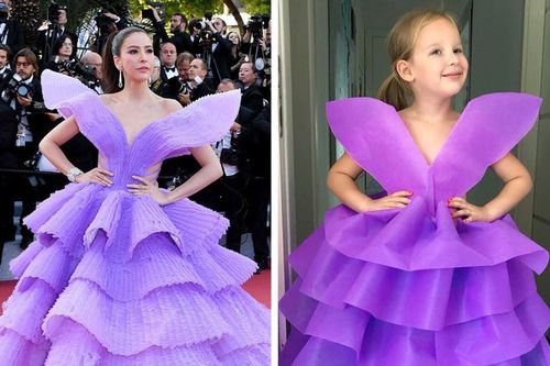 Cô bé 6 tuổi gây sốt khi bắt chước thời trang thảm đỏ của các mỹ nhân thế giới