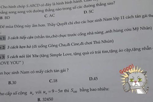 Ra đề thi cũng đưa bí kíp chỉ học sinh cua gái, thầy giáo gây 'bão'