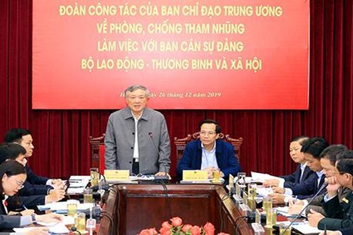 Đoàn công tác Ban Chỉ đạo Trung ương về phòng, chống tham nhũng làm việc với Bộ LĐ-TBXH