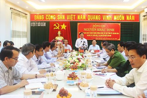 Bí thư Tỉnh ủy làm việc tại huyện Diên Khánh: Tập trung chuẩn bị tốt cho công tác đại hội đảng các cấp
