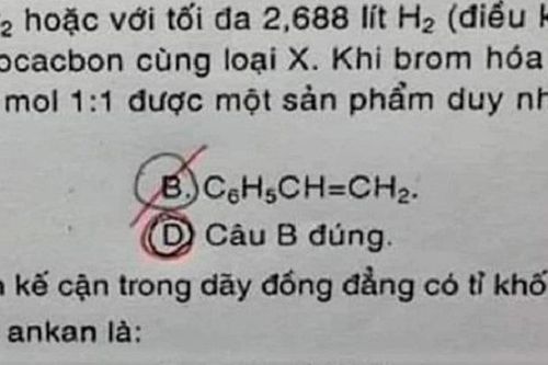 Tranh cãi gay gắt với câu hỏi 2 đáp án trong bài kiểm tra Hóa học ở Hải Dương