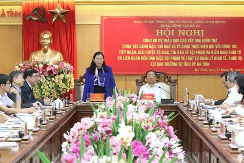 Đoàn công tác về phòng, chống tham nhũng làm việc tại tỉnh Hà Tĩnh
