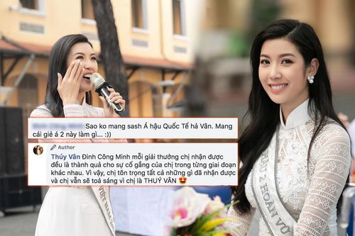 Thúy Vân đáp trả khéo léo khi fan cứng hỏi cắc cớ: 'Sao không mang sash Á hậu Quốc tế?'