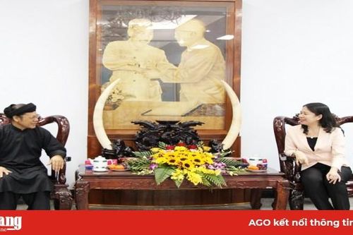 Bí thư Tỉnh ủy An Giang Võ Thị Ánh Xuân tiếp Ban Đại diện Đạo hội Tứ Ân Hiếu Nghĩa chúc Tết