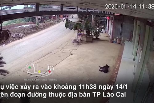 Tránh xe máy chạy ẩu, xe ben sụt xuống cống và bị mắc kẹt
