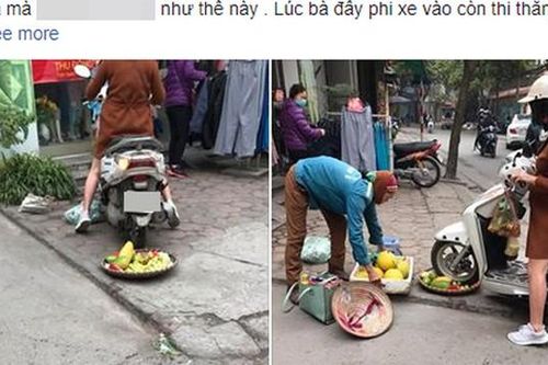 Xôn xao chuyện người phụ nữ cố tình chèn xe vào mẹt hoa quả của bà hàng rong
