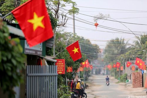 Những con đường rợp cờ hoa mừng Đảng, mừng Xuân ở Nghệ An