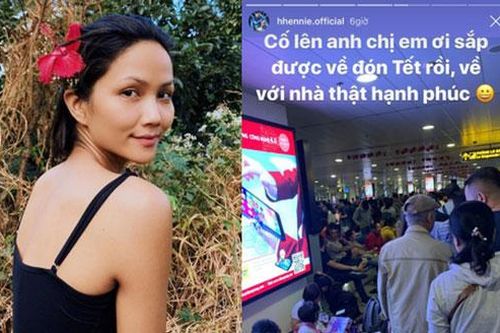 Hoa hậu cũng chật vật về quê ngày Tết như ai: H'Hen Niê ngồi cả ra đất đợi chuyến bay vẫn không quên có động thái ý nghĩa