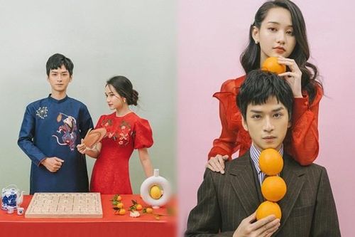 Ngạn và Hà Lan 'Mắt Biếc' diện áo dài tình tứ mừng xuân
