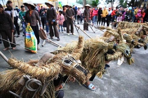 Độc đáo trò diễn 'Trâu rơm, bò rạ' ngày xuân