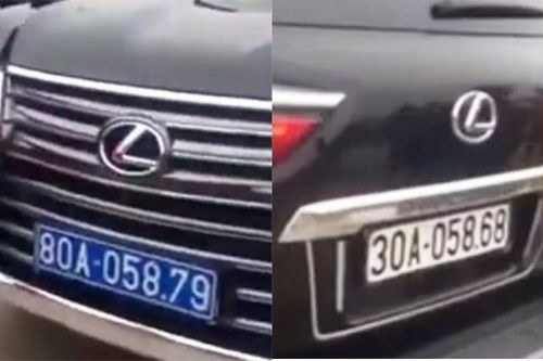 Xe sang Lexus đầu đeo biển xanh, đuôi đeo biển trắng