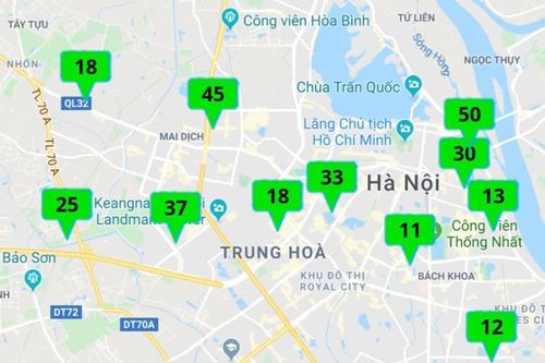 Chất lượng không khí Hà Nội 'xanh' đều ở mức tốt nhất