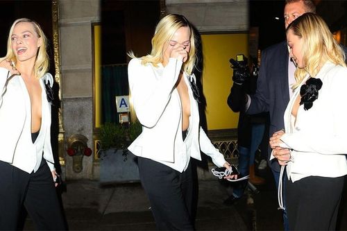 Margot Robbie áo xẻ sâu bất tận, khoe vòng 1 táo bạo