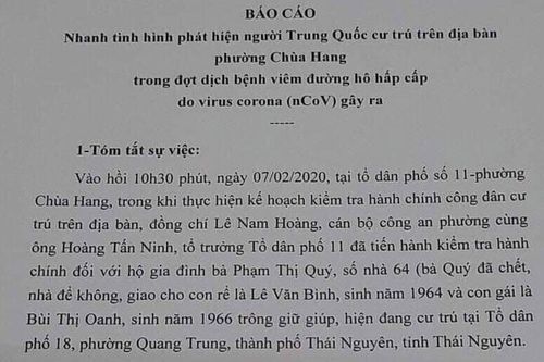 Bệnh nhân người Trung Quốc tại phường Chùa Hang không liên quan đến dịch Corona