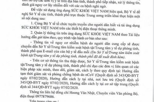 Bộ Y tế đề nghị các đơn vị cùng tuyên truyền về ứng dụng SỨC KHỎE VIỆT NAM