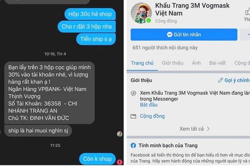 Cảnh báo lừa đảo bán khẩu trang y tế qua mạng