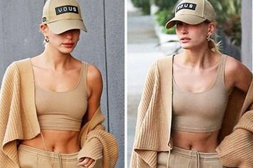 Hailey Bieber diện crop-top, khoe cơ bụng