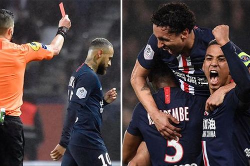 Neymar bị đuổi trong trận đấu có 7 bàn thắng của PSG