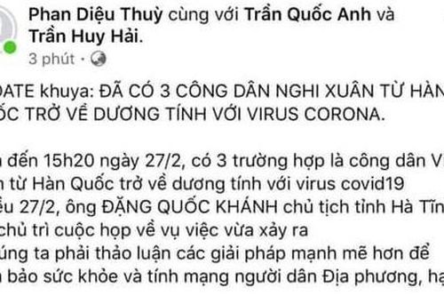 Hà Tĩnh: Triệu tập thêm một nữ sinh vì tung tin dịch Covid-19 sai sự thật