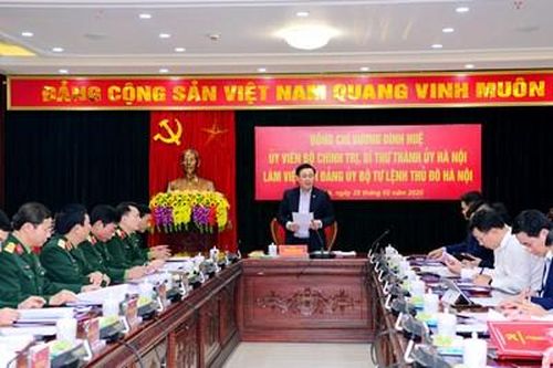 Bí thư Thành ủy Hà Nội Vương Đình Huệ làm việc với Bộ tư lệnh Thủ đô Hà Nội