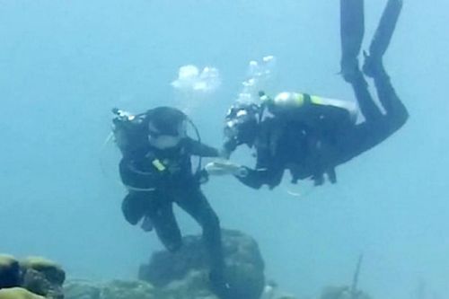 Màn cầu hôn dưới đáy biển Caribbean với chiếc nhẫn giấu trong vỏ sò