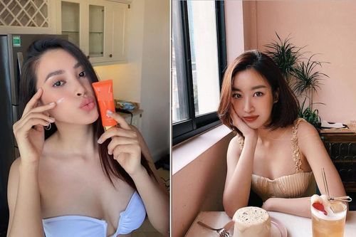 Tiểu Vy, Đỗ Mỹ Linh mặc váy cúp ngực khoe vòng 1 nóng bỏng hút hồn fans