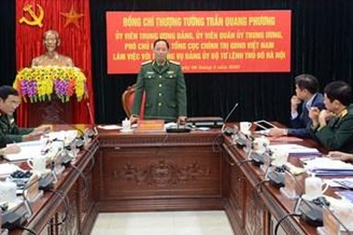 Đoàn công tác Tổng cục Chính trị làm việc với Thường vụ Đảng ủy Bộ tư lệnh Thủ đô Hà Nội