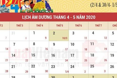 Lịch nghỉ lễ Giỗ tổ Hùng Vương và 30/4 - 1/5