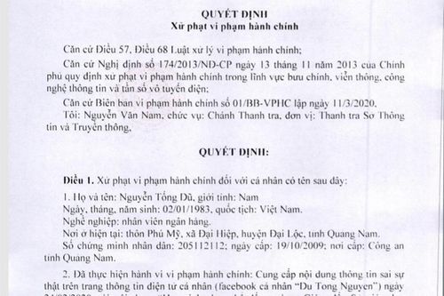 Xử phạt người tung tin Giám đốc sở GD-ĐT Quảng Nam chuẩn bị nhận án kỷ luật