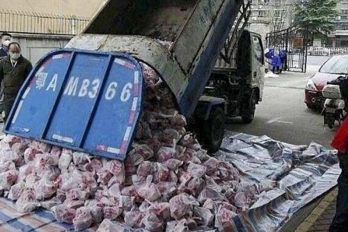 Quan chức Vũ Hán bị sa thải vì dùng xe rác chở thịt lợn phát cho dân