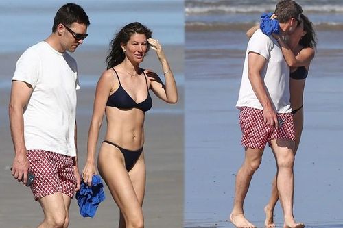 Gisele Bundchen khoe body 'cực phẩm', hôn đắm đuối ông xã trên bãi biển