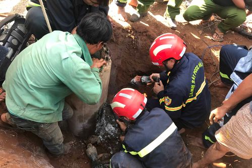 Gia Lai: Nghẹt thở giải cứu bé trai 7 tuổi mắc kẹt trong trụ điện