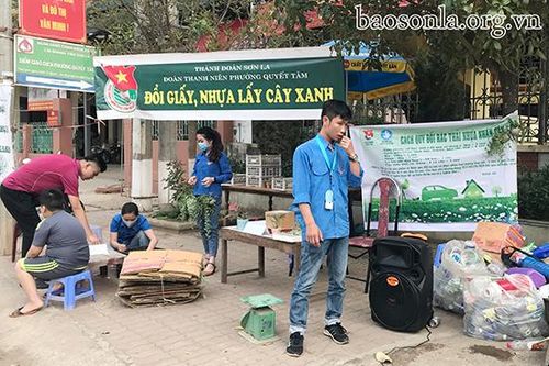 Đoàn Thanh niên phường Quyết Tâm: Chương trình đổi giấy, nhựa lấy cây xanh