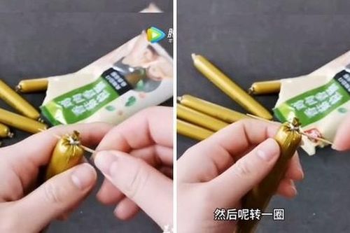 Giờ mới biết, dưới vòng nhôm của thanh xúc xích lại có cách bóc đơn giản chẳng cần kéo cắt