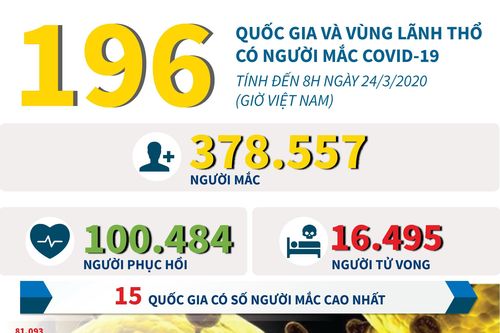 196 quốc gia và vùng lãnh thổ có người mắc COVID-19
