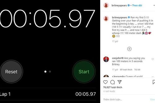 Britney Spears xóa chia sẻ chạy 100 m nhanh hơn Usain Bolt