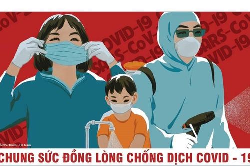 Tung tranh cổ động chống tin giả, cổ vũ đeo khẩu trang chống COVID-19