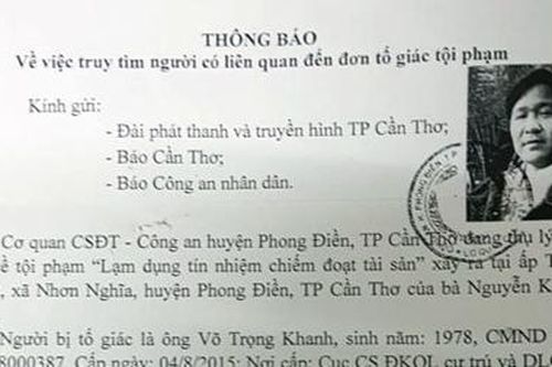 Truy tìm người có liên quan đến đơn tố giác tội phạm