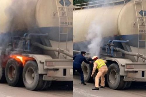 Hà Nội: Chốt kiểm soát phòng dịch kịp thời dập tắt xe bồn chở hóa chất bốc cháy