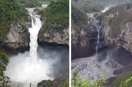 Hố 'tử thần' bí ẩn làm thác nước lớn nhất Ecuador biến mất sau một đêm