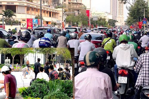 TP.HCM: Đường phố đông đúc, người dân tụ tập giữa những ngày cách ly toàn xã hội