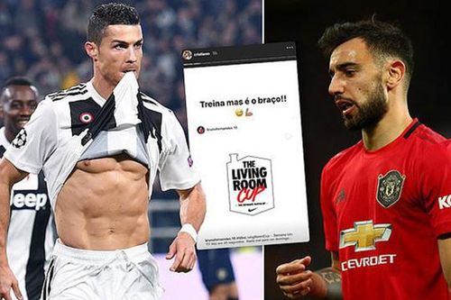Ronaldo trêu chọc Bruno Fernandes sau thử thách gập bụng