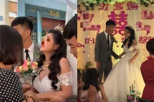 Đang đứng làm lễ cưới trước mặt quan khách nhưng cô dâu lại có biểu cảm 'lạ'