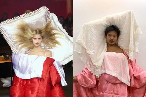 Trào lưu 'váy gối' - 'váy chăn' tấn công các 'sàn diễn thời trang' tại gia