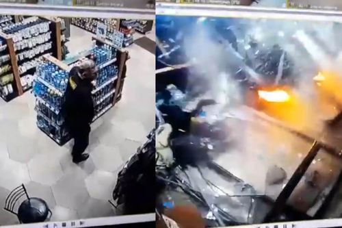 Ô tô bất ngờ lao vào cửa hàng, hạ gục nhân viên bảo vệ