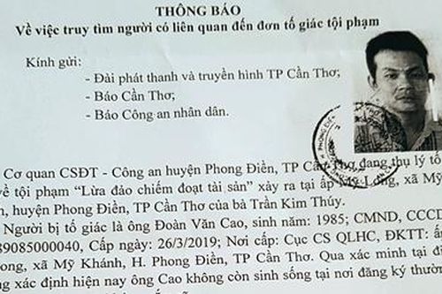 Tìm người có liên quan đến đơn tố giác tội phạm